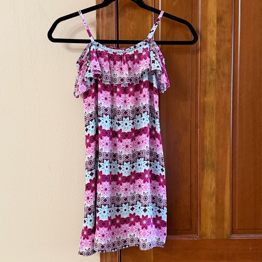 Gymboree Girls Floral Cold Shoulder Dress Size 10 Pink Purple Boho